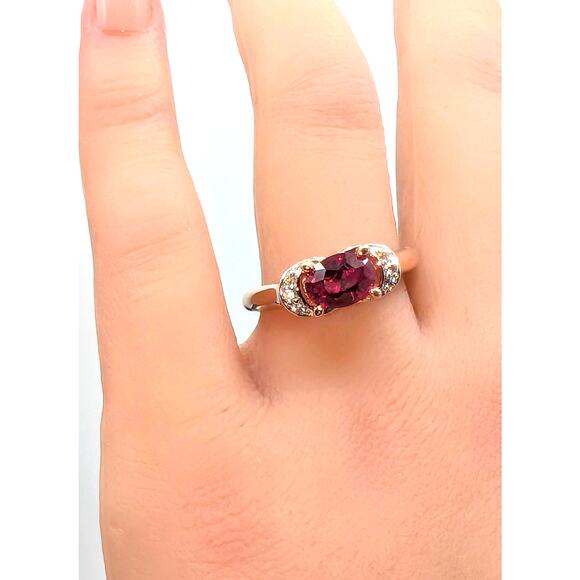Eterno Rose Gold 925 Sterling Bella Luce Remy Cut Lab Ruby & White CZ Ring Sz 8 - Picture 3 of 9